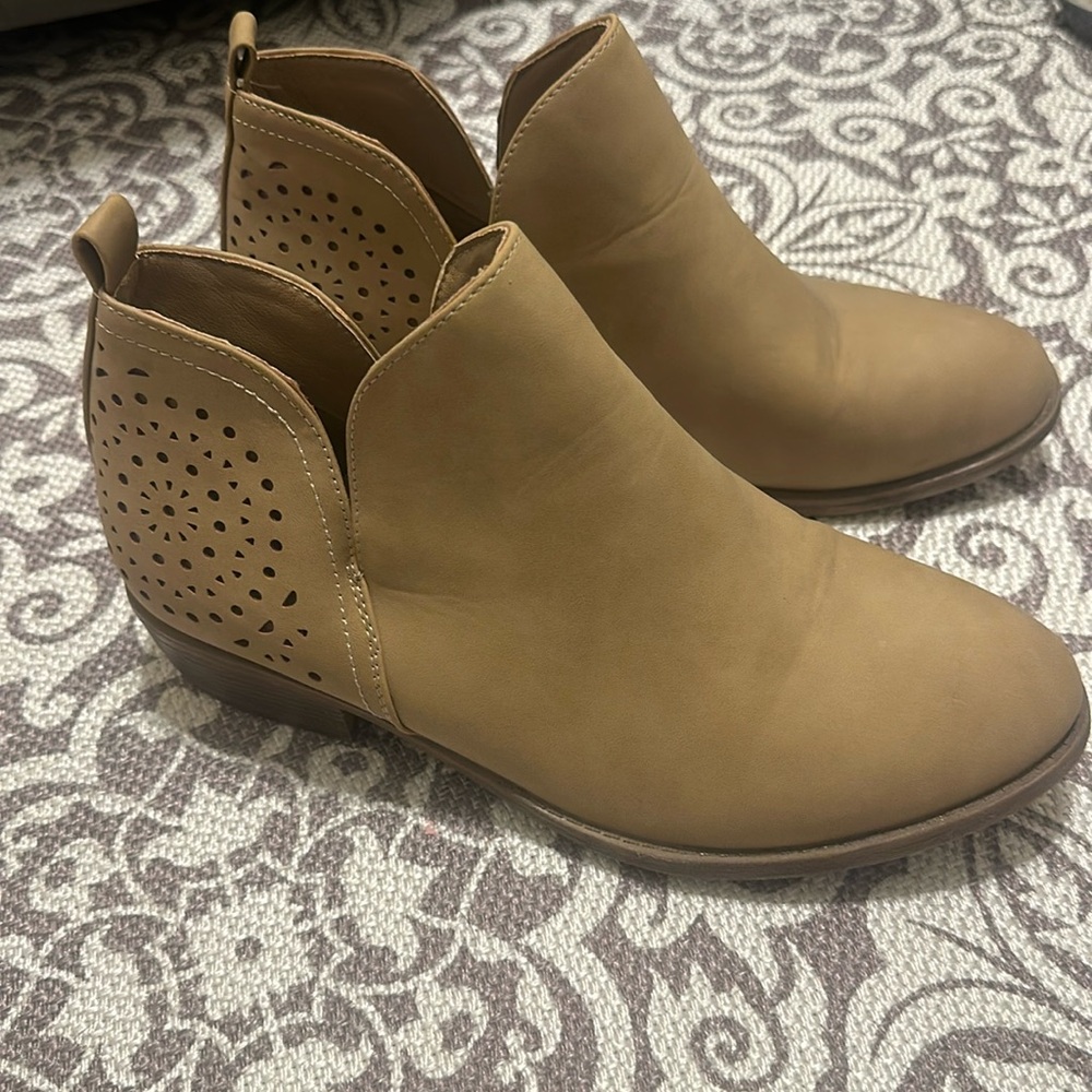 Tan faux leather booties